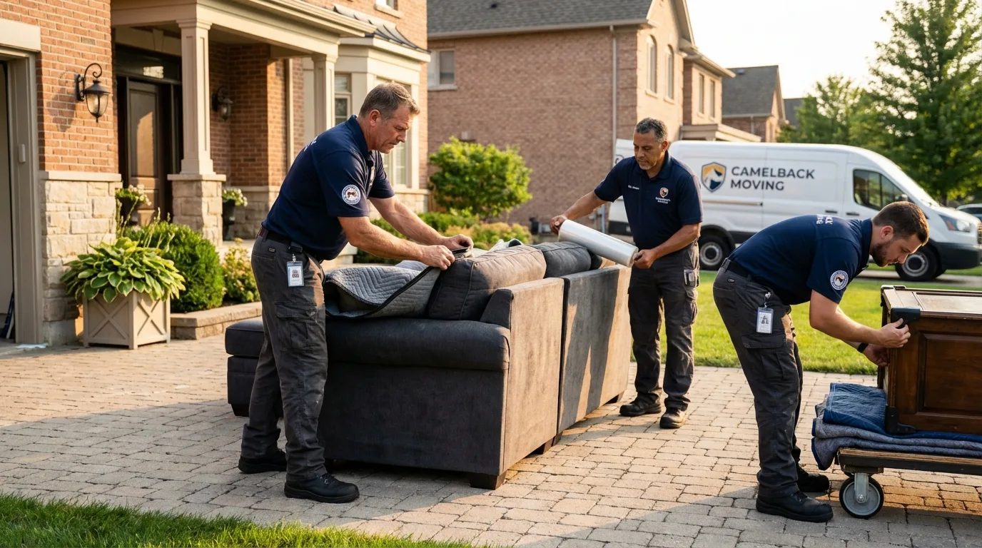 Large estate moving crew wrapping furniture in Meridianville, AL