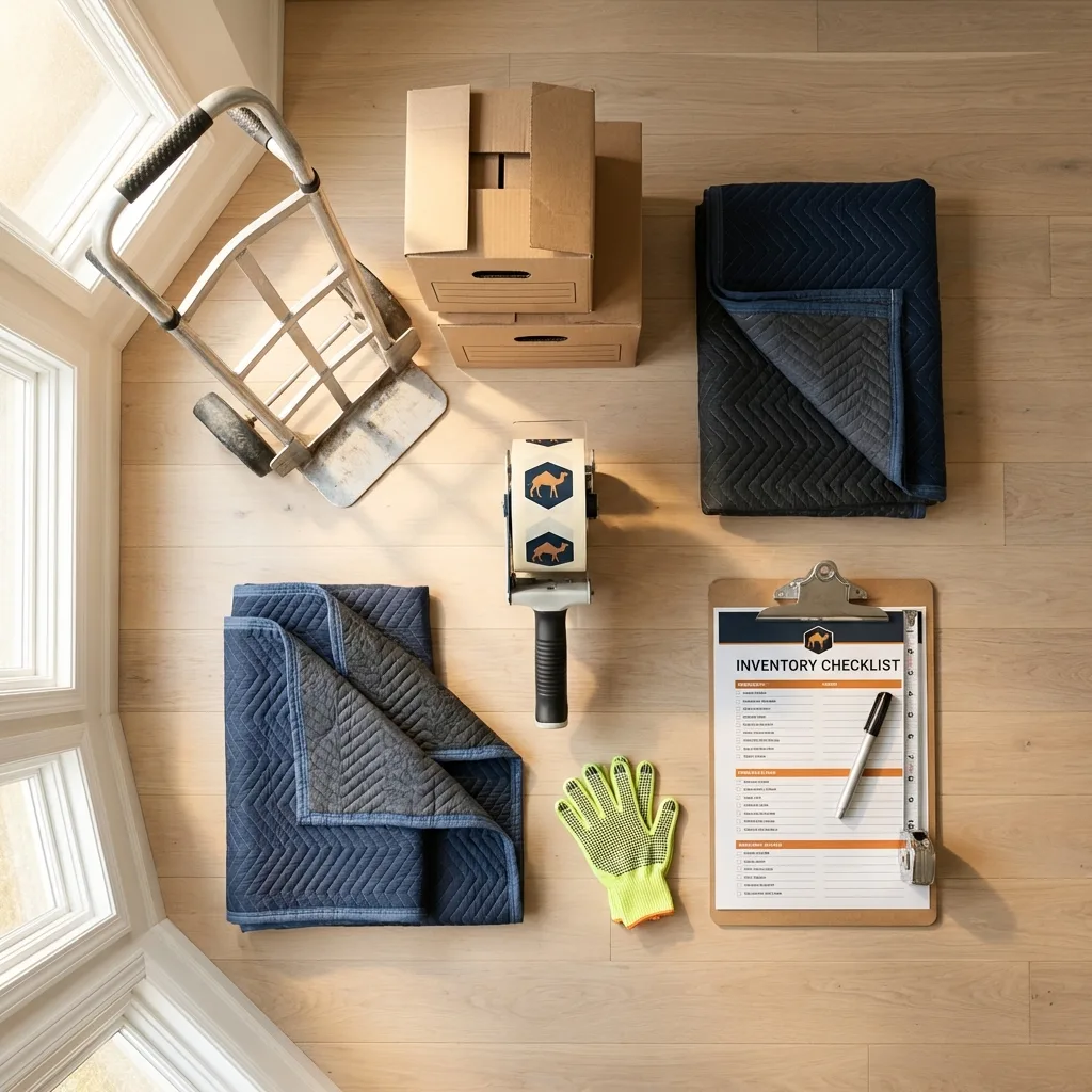 Professional moving supplies and packing materials layout for Meridianville residential relocations